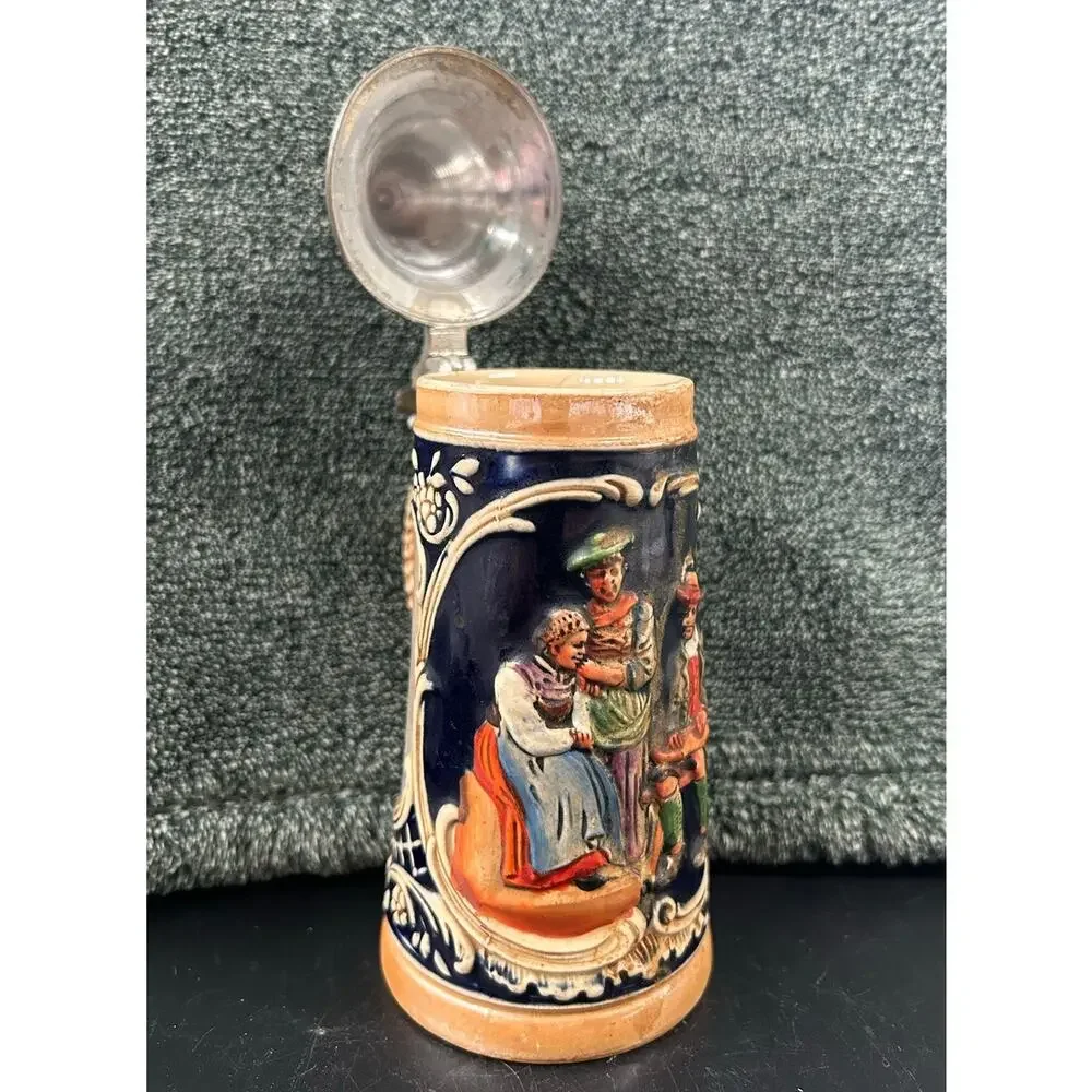 German Stien With Hinged Pewter Lid 5.5 Inches